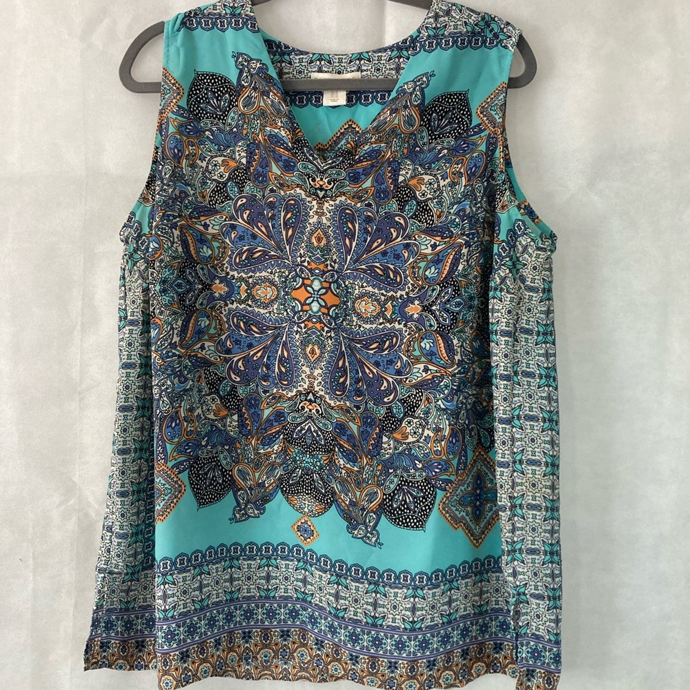 Teal and Blue Paisley Tank Top